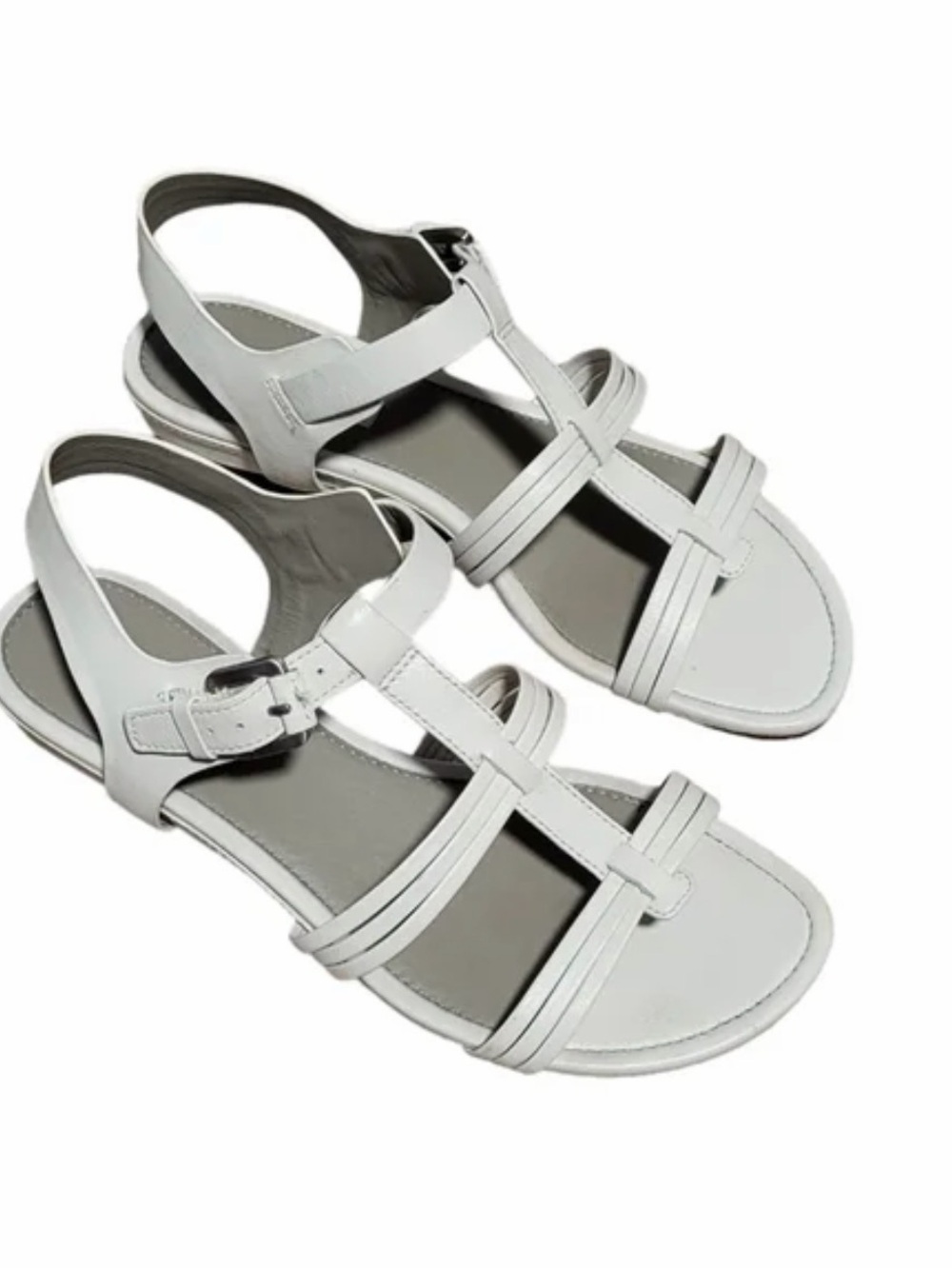 Ecco Women’s Odense White Leather Open Toe Strappy Flat Sandals Size:39